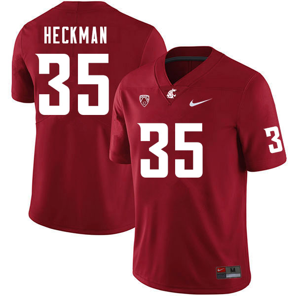 Washington State Cougars #35 Will Heckman College Football Jerseys Sale-Crimson